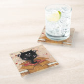 Dessous-de-verre En Verre Chat surprise Kitty de Bihrle (Incliné)