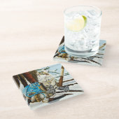 Dessous-de-verre En Verre Chat Viking et Dragon Bleu (Incliné)