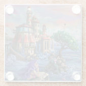 Dessous-de-verre En Verre Château de Mermaid Art (Dos)