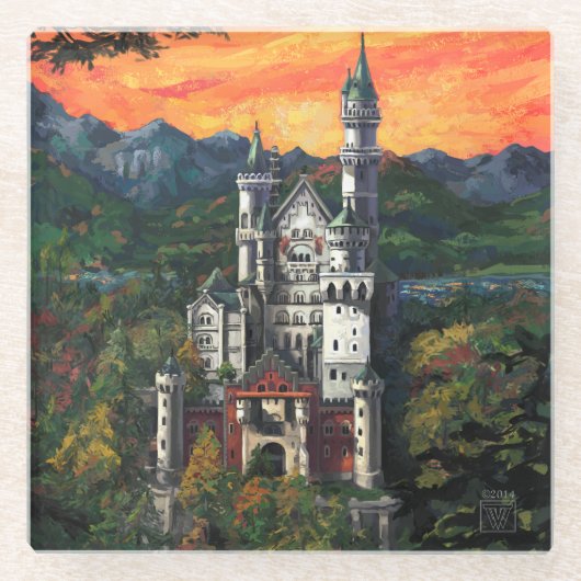 Dessous-de-verre En Verre Château Schloss Neuschwanstein Art (Devant)