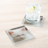 Dessous-de-verre En Verre Chaton blanc (Incliné)