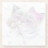 Dessous-de-verre En Verre Chaton mignon d'aquarelle (Dos)