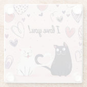 Dessous-de-verre En Verre Chats amoureux (Dos)