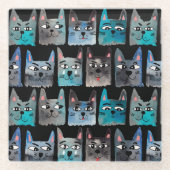 Dessous-de-verre En Verre Chats bleus (Devant)