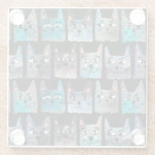 Dessous-de-verre En Verre Chats bleus (Dos)