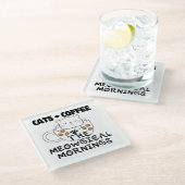 Dessous-de-verre En Verre Chats + Café = Matins Meowgical.w (Incliné)