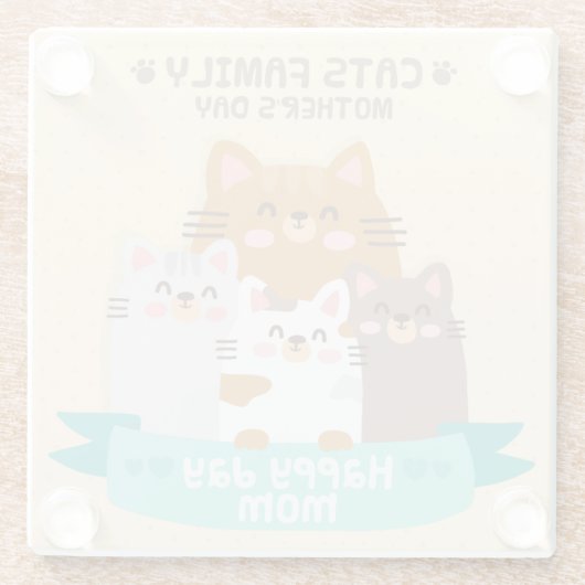 Dessous-de-verre En Verre Chats de la Fête des Mères (Dos)