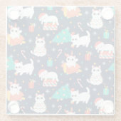 Dessous-de-verre En Verre Chats de Noël mignons (Dos)