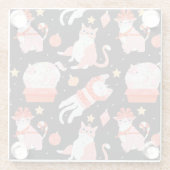 Dessous-de-verre En Verre Chats de Noël mignons (Dos)