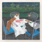 Dessous-de-verre En Verre Chats jouant au Mahjong (Devant)