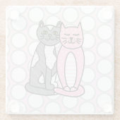 Dessous-de-verre En Verre Chats Kitty Roses et Grey Cute Cute (Dos)