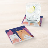 Dessous-de-verre En Verre Chats mignons (Incliné)