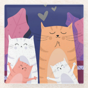 Dessous-de-verre En Verre Chats mignons