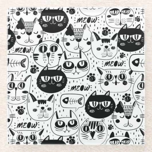 Dessous-de-verre En Verre Chats mignons (Devant)