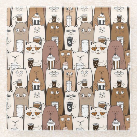 Dessous-de-verre En Verre Chats mignons (Devant)
