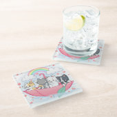 Dessous-de-verre En Verre Chats mignons (Incliné)