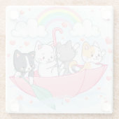 Dessous-de-verre En Verre Chats mignons (Dos)