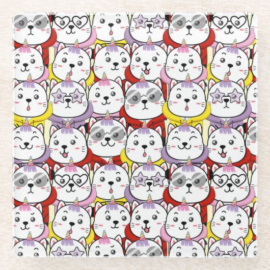 Dessous-de-verre En Verre Chats mignons (Devant)