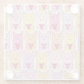 Dessous-de-verre En Verre Chats mignons avec les coeurs affectueux (Dos)