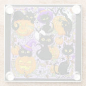 Dessous-de-verre En Verre Chats noirs citrouille Halloween Candy (Dos)