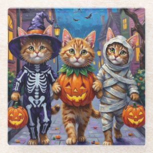 Dessous-de-verre En Verre Chats Persans Trick-or-Treating Costumes d'Hallow