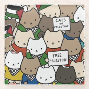 Dessous-de-verre En Verre Chats pour la Palestine – Kawaii Cats pour la just