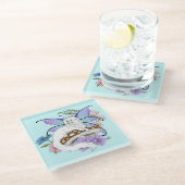 Dessous-de-verre En Verre Chatte Fée Blanche Fantastique Champignon Bleu Cap (Incliné)