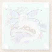 Dessous-de-verre En Verre Chatte Fée Blanche Fantastique Champignon Bleu Cap (Dos)