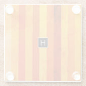 Dessous-de-verre En Verre Chaud Patiné Orange Rouge rayures Monogramme (Dos)