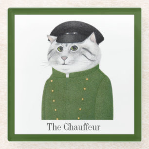 Dessous-de-verre En Verre CHAUFFEUR CAT Verre Dessous de verre de boisson +