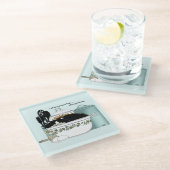 Dessous-de-verre En Verre Chef pâtissier Chat Bleu (Incliné)