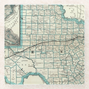 Dessous-de-verre En Verre Chemin de fer du Texas Pacifique