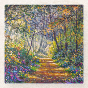 Dessous-de-verre En Verre Chemin de l'impressionnisme : Aquarelle de la forê
