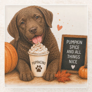 Dessous-de-verre En Verre Chesapeake Bay Retriever Pumpkin Spice Puppaccino