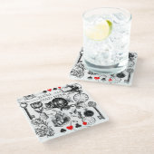 Dessous-de-verre En Verre Cheshire Chat classique alice au merveilleux fou (Incliné)