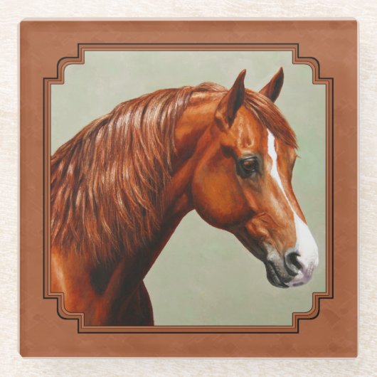 Dessous-de-verre En Verre Chestnut Morgan Horse Rousty Rouge (Devant)