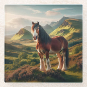 Dessous-de-verre En Verre cheval Clydesdale des Highlands d'Écosse