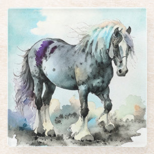 Dessous-de-verre En Verre Cheval de trait Shire aquarelle