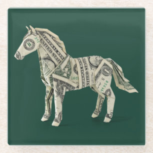 Dessous-de-verre En Verre Cheval en origami d'argent