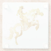 Dessous-de-verre En Verre Cheval et Cavalier Dorés Abstraits (Dos)