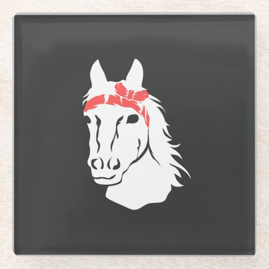Dessous-de-verre En Verre Chevaux (Devant)