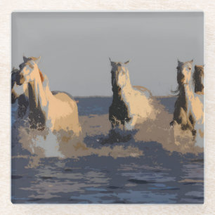 Dessous-de-verre En Verre Chevaux de la mer - Chevaux sauvages