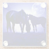 Dessous-de-verre En Verre Chevaux et nuit bleue (Dos)