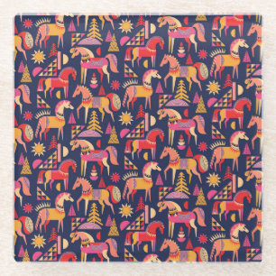 Dessous-de-verre En Verre Chevaux Scandinaves : Décoration Décorative Sans C