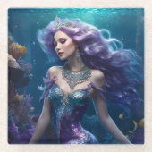 Dessous-de-verre En Verre Cheveux mauve de sirène (Devant)