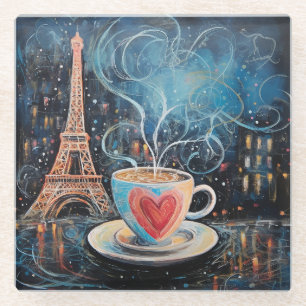 Dessous-de-verre En Verre Chic Tour Eiffel Café Coeur Café Chalk Paris