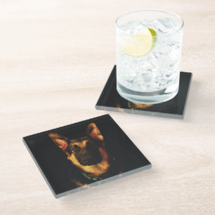 DESSOUS-DE-VERRE EN VERRE CHIEN ALLEMAND SHEPHERD