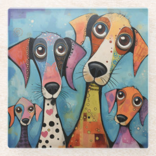 Dessous-de-verre En Verre Chien Coloré Art Abstrait de Style Cartoon