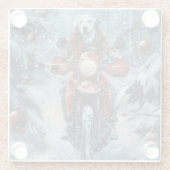 Dessous-de-verre En Verre Chien dalmate équitation moto Noël (Dos)