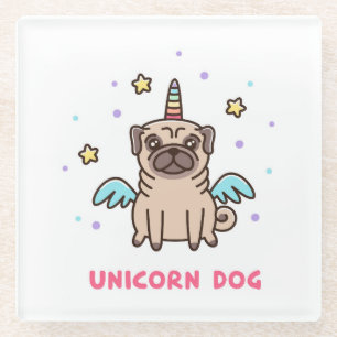 Dessous-de-verre En Verre Chien d'arc-en-ciel de licorne